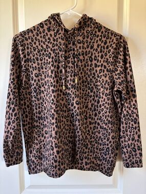 Leopard Print Pullover Hoodie Long Sleeve • Women’s Petite Small